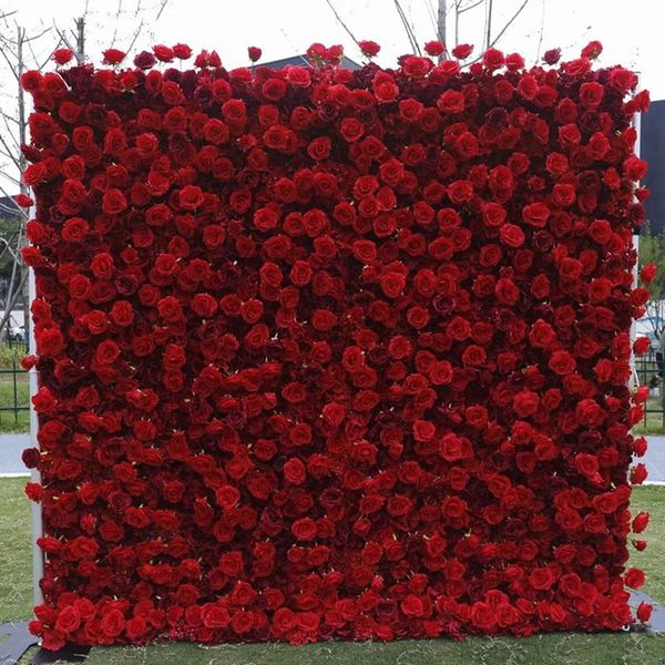 5D rouge Rose pivoine hortensia tissu retrousser fleur mur tissu suspendu rideau plante mur événement fête mariage toile de fond déco accessoire 32