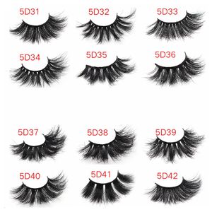 5D femme naturel faux cils 25MM femme vison cils longs faux cils à la main faux cils outils de maquillage des yeux TTA511