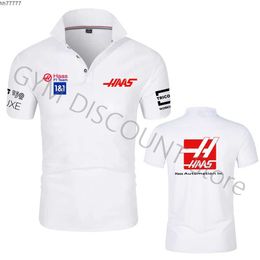 5DGD 2023 Nouveau F1 Team Polo Homme Formule 1 Racer Mick / magnussen Haas Racing Fans Chemise à manches courtes pour hommes / femmes T-shirt surdimensionné