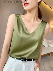 5DUF damestanks camis ijs zijden camisole dames v-neck tops witte satijn camis lberry zomer dames crop top dames solide blouse vest d240427