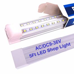 5ft 150 cm 12V LED-buizen Stripverlichting Bar Interieur AC/DC/9-36V V-vormige geïntegreerde T8 LED-winkels Verlichtingsarmatuur LED's koeler deurverlichting fluorescentielampen crestech
