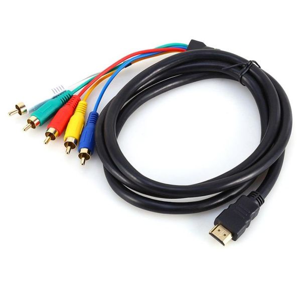 Envío gratuito 5FT / 15M HD-MI macho a 5 RCA macho RGB Audio Video AV Cable adaptador Cable Cable Pxild