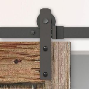 5ft-8ft Rustique Black Industrial Single Sliding Sliding Wood Porte de porte en bois Straitement Rouleau Track Kit Wardrobe