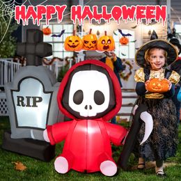 Fantasma inflable de Halloween de 5 pies con lápida sepulcral de hoz, decoración de patio