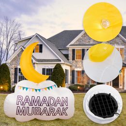 5FT Islamitische Ramadan Springkussens Kasteel Moskee Moslim Festival Witte Wolk Maan Stijl Opblaasbaar voor Yard Party Home Decorations 240116