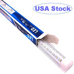 5FT LED Shop Luminaires V Forme T8 Tube intégré de 5 pieds Blanc froid Tubes à haut rendement 50W Éclairage Double face Entrepôts de garage Couvercle transparent oemled