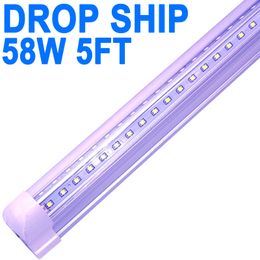 Luces LED para tienda de 5 pies, tubo de luz LED integrado en forma de V de 5 pies y 5 pies, reemplaza la luz fluorescente T8 T10 T12, lámpara de montaje en superficie conectable con cubierta transparente de 58 W 5800 lm crestech