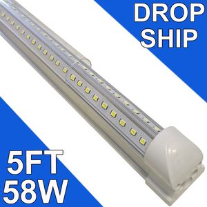 Lampes LED pour magasin de 1,5 m, tube lumineux LED intégré en forme de V de 1,5 m, 58 W, 5 800 lm, couvercle transparent, lampe à montage en surface connectable, remplace la lumière fluorescente T8 T10 T12 usastock