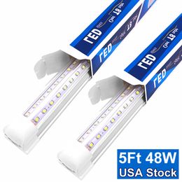 Luces LED para tienda de 5 pies, bombillas de tubo integradas enlazables de 60 pulgadas, forma de V 45 W 48 W 4800 lm 5000 lm, luces más frías de 5 pies, lámpara de barra de tira de servicio y techo de 60 pulgadas CRESTECH168