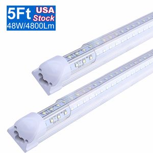 5FT LED Shop Lights, 60 pouces Linkable Integrated Tube Bulbs, V Shape 45W 48W 5000LM, 5' Cooler Lights Integrated Direct Wired Strip Bar OEMLED