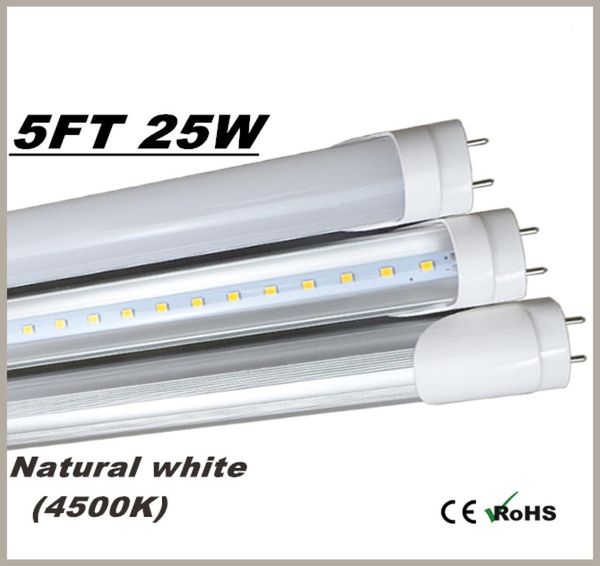 Tube LED t8 de 5 pieds, lumière du jour 4000K, blanc neutre, 25 watts, 3000lm, SMD2835, 85265V, éclairage LED, Tube Fluorescent de 5 pieds, lampe 6895104