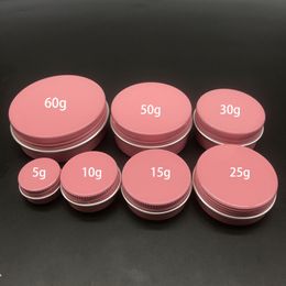 5g 10g 15g 25g 30g 50g 60g Frascos de aluminio Rosa Envases de brillo de labios recargables Crema cosmética Loción Botellas de metal Envío gratis