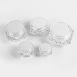 5g 10g 15g Caja de crema con forma de diamante Botella de crema de diamante acrílico Embalaje de maquillaje de plástico Frascos de crema Embalaje cosmético Flsew