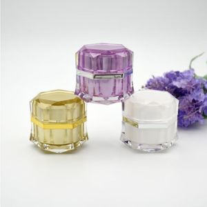5g 10g forme hexagonale pots acryliques cosmétiques haut de gamme rechargeable crème lotion échantillon pot pot conteneur avec doublures et couvercle à vis 3 couleurs Ojdwx