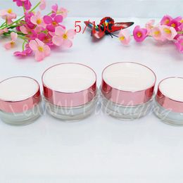 Pot de crème en plastique rose 5G 10G, petit récipient de poudre cosmétique pour emballage de beauté vide (30 PC/Lot)