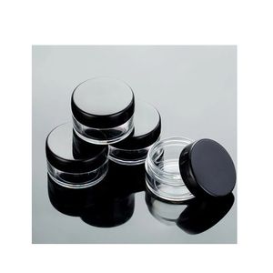 Pots à cosmétiques en plastique transparent 5G/5ML, avec couvercles noirs, Pot de crème cosmétique, maquillage, ombre à paupières, poudre d'ongles, bouteille de bijoux