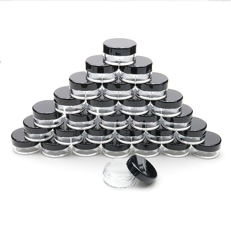 Mini pots cosmétiques ronds en plastique transparent 5G/5ML avec couvercles à vis 0,17 oz contenants d'échantillons de maquillage pour poudre, crème, lotion, baume à lèvres/brillant, paillettes