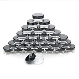 5G / 5ML Mini pots cosmétiques ronds en plastique transparents avec couvercles à vis 017Oz contenants d'échantillons de maquillage pour poudre, crème, lotion, baume à lèvres / Uikk