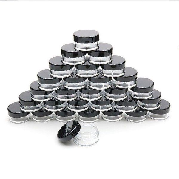 5G / 5ML Mini pots cosmétiques ronds transparents en plastique avec couvercles à vis 017Oz contenants d'échantillons de maquillage pour poudre, crème, lotion, baume à lèvres / Ibfr