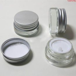 Tarro de crema de vidrio transparente de 5 g con tapa de aluminio plateado, tarro cosmético de 5 gramos, embalaje para muestra/crema para los ojos, mini botella de 5 g Istgx