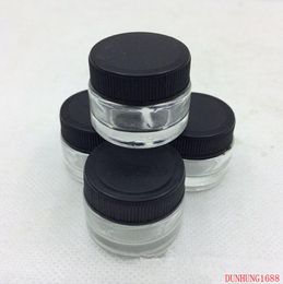 5G heldere glazen potten, het deksel van de zwarte schoonheid crème fles maskercromme container kleine voorbeeld jar capaciteit