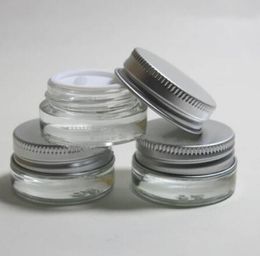Tarro de maquillaje de crema de vidrio transparente/escarcha de alta calidad de 5g con tapas de aluminio envase cosmético envase de vidrio