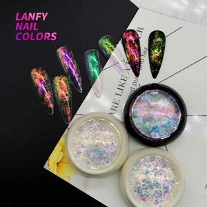 5G MT Magic Starry Sky Mirror Effects Holografische kameleon Transparante Rainbow Flake Pigment Nail Art Powder