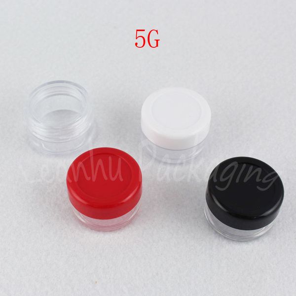 Pot de crème en plastique 5G, boîtes d'emballage d'essai d'échantillon de lèvres/oeil/masque 5CC, récipient cosmétique vide (100 PC/Lot)