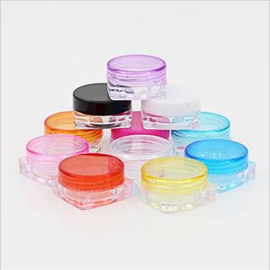 Bouteilles d'emballage en plastique pour crème pour les yeux 5g Mini maquillage bocal transparent cosmétique avec couvercle de couleurs de bijoux et de puissance