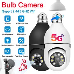 5G WiFi E27 Bulb Night Vision Camera Surveillance Full Color Automatisch Human Tracking 4x Digital Zoom Video Security Monitor CAM