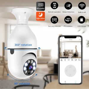 WiFi E27 Bulb Surveillance Video Camera Full Color 1080P Wireless 360 Roteren 4x Digital Zoom Video Security Cam Night Vision Automatisch Human Tracking