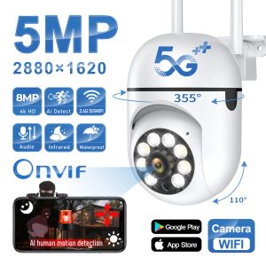 Cámaras de vigilancia WiFi 5G, cámara IP de 5MP, IR, visión nocturna a todo Color, protección de seguridad, CCTV de movimiento, cámaras impermeables para exteriores