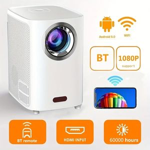 5G draadloze WiFi-projector 1080P ondersteuning, V3 draagbare projector voor groot spel, buitenfilm, tv, compatibel met laptop dvd-speler TV-stick, HDMI, USB, AV, smartphones