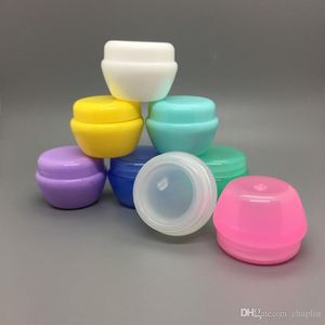 Bouteille vide cosmétique de 5 grammes avec doublure transparente en forme de champignon caisse d'emballage couleur bonbon pot d'échantillon de crème pour le visage