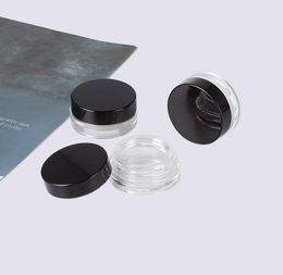 5Gram Plastic Cosmetische Jar Clear Fles Black Cap Cream Lege Pot Sample Jar 5ml Mini Plastic Fles Nail Art Glitter Powder Container