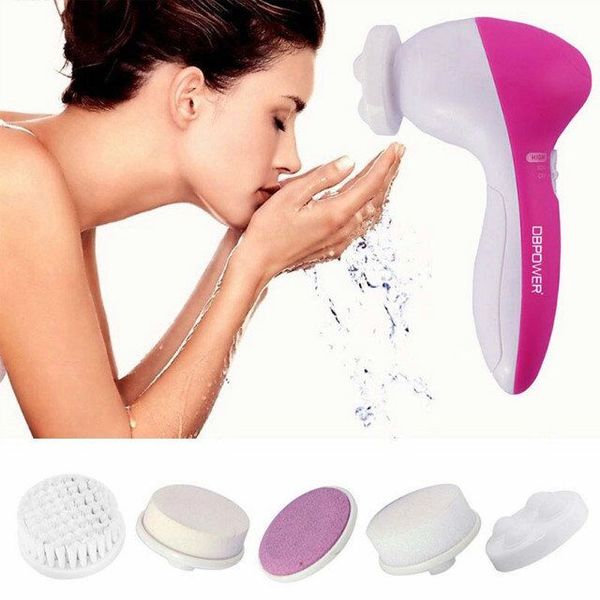 Limpiador facial eléctrico 5 en 1, juego de cuidado de la piel facial, cepillo de lavado, masajeador, limpiador de poros, limpieza profunda, elimina el instrumento de limpieza, equipo de belleza