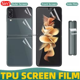 5in1 Voor Samsung Galaxy Z Flip 3 Z Flip4 Screen Protector Binnen TPU Film Volledig Overdekte Outer Back Cover Screen Protector Hoge Duidelijkheid Anti-Shatter Bubble Gratis