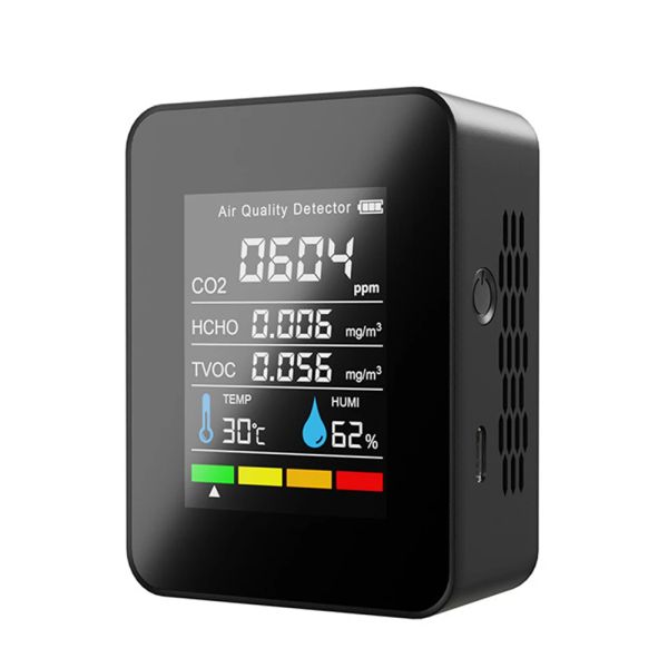 5in1 Professional Portable CO2 Detector TVOC HCHO Humedad Medidor de temperatura W/NDIR Sensor LED Probador de calidad del aire del hogar