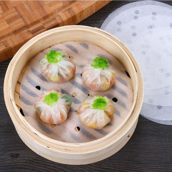 Doublures rondes en papier vapeur 5 pouces 12.7cm adaptées à la cuisine de Restaurant cuisson à la vapeur panier légumes Dim Sum riz