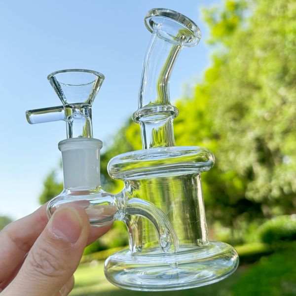 5 pouces transparente en verre bang de gréement Dab Recycler Shisha Fumer Water Pipe de narguilère Bubbleur