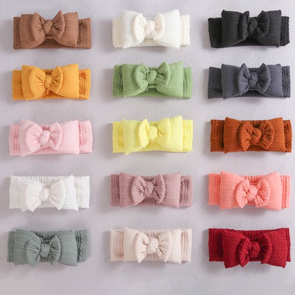 Bandeau à gros nœud papillon pour bébé de 5 pouces, enveloppe de tête gaufrée, nœuds côtelés pour enfants, Turban large, accessoires de cheveux pour enfants filles