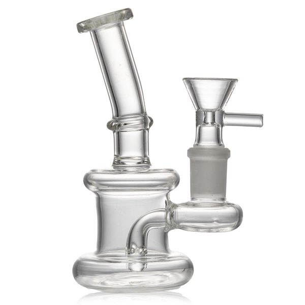 5 pouces Mini Glass Bong Diffused Perc Pipe de pipe à eau de qualité supérieure Bubbleur de nargument 14 mm Bol de tabac