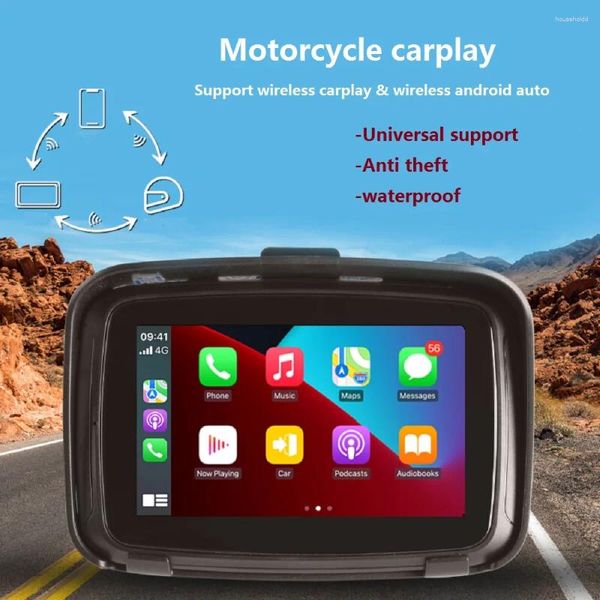 Carplay inalámbrico para motocicleta de 5 pulgadas, Android, portátil, Multimedia para motocicleta, IPX7, resistente al agua, pantalla táctil, reproducción de coche