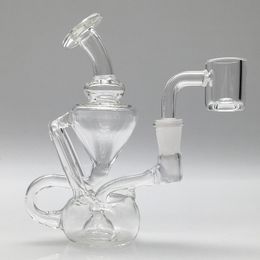 Duidelijke Recycler Oil Rigs Glass Bong Mini Rookpijp 5 inch kopig glas DAB Rigs met 9 mm kwartsbanger