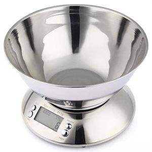 Balance alimentaire de cuisine en acier inoxydable 5kg 1g LCD balances de poids de cuisine électroniques numériques avec capteur de température de minuterie d'alarme de bol Y2216D