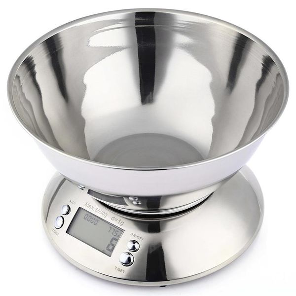 Balance alimentaire de cuisine en acier inoxydable 5kg 1g LCD balances de poids de cuisine électroniques numériques avec capteur de température de minuterie d'alarme de bol Y2230U