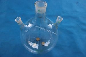 5L 3-nek rond bodemkolf, 5000 ml, centrale gewricht 45/40, zijde twee gewrichten 24/29, zware wand (laboratoriuminstrument)