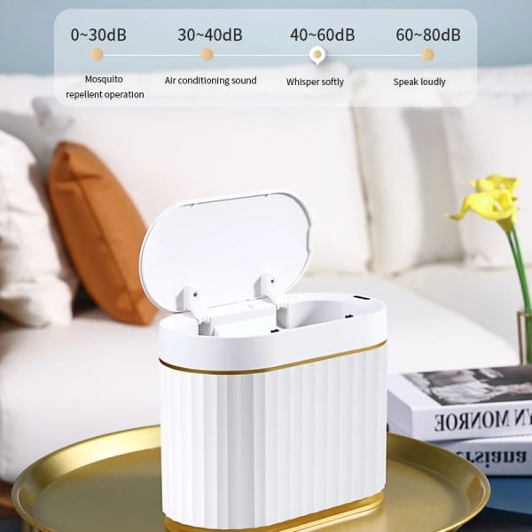 5L/7L Smart Sensor Bash Cáne Desk Small Lovely Mini Light Luxury Bash Bin dormitorio con basura cubierta