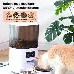 5L Automatic Feeder Cats WiFi avec caméra HD Smart Interactive Pet Food Dispensver Timer en acier inoxydable Bowl Auto Dog 240429
