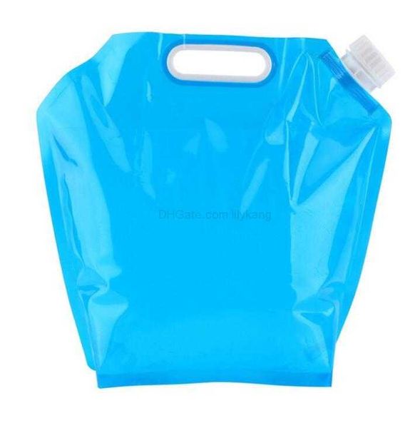 5L Bolsas de agua plegables Cubo de almacenamiento de seguridad Levantamiento de manos Bolsa de almacenamiento de agua potable para acampar Senderismo Botella de supervivencia Equipo de hidratación